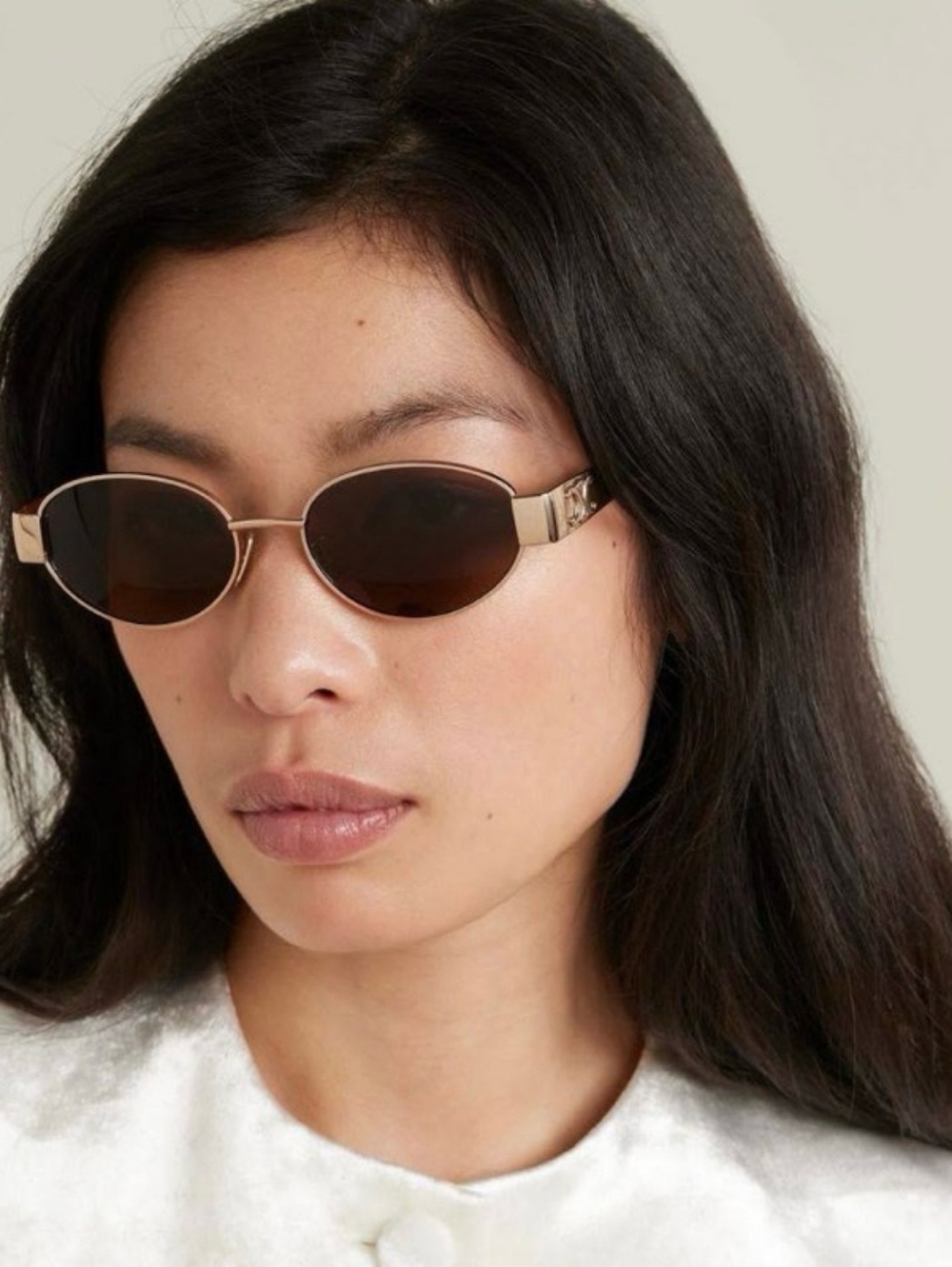 NEW! CELINE Metal Triomphe 54MM Oval Sunglasses GOLD HARDWARE - Picture 3 of 15